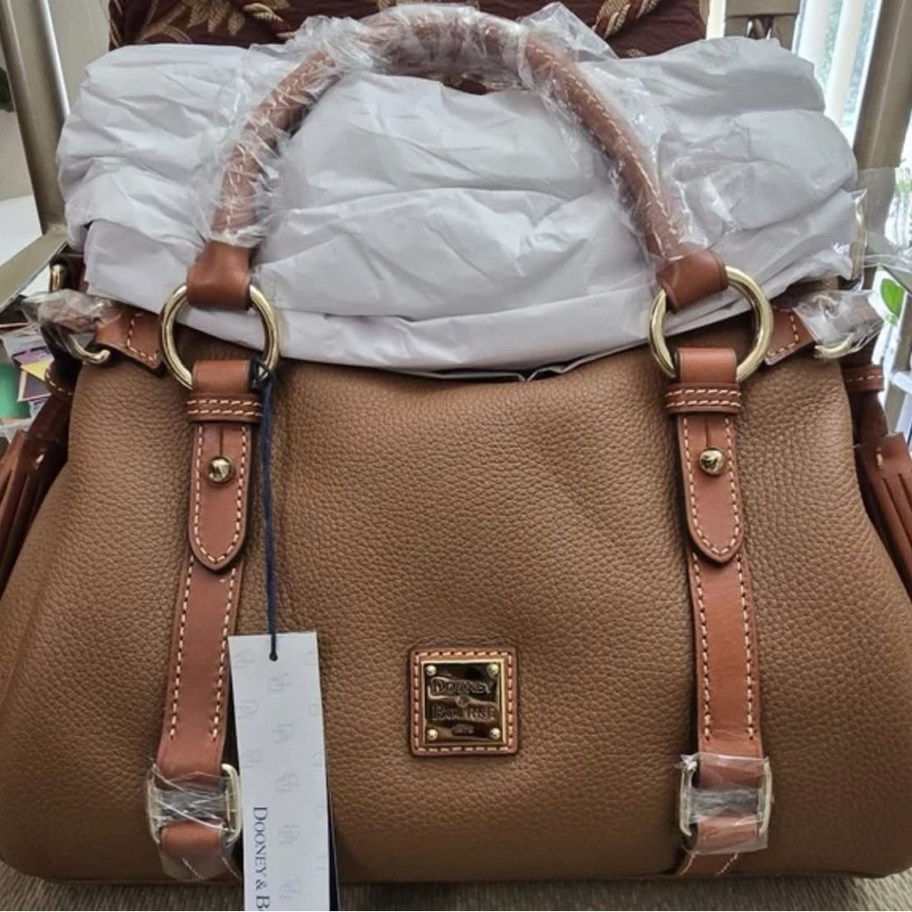 Dooney & Bourke Small Pebble Grain Satchel in the color Caramel - NWT